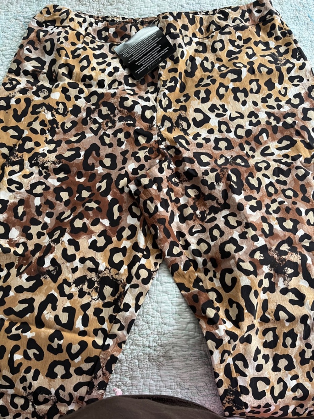IMAN Leopard Print summer pants in Tan, Brown & Black - Picture 3 of 10